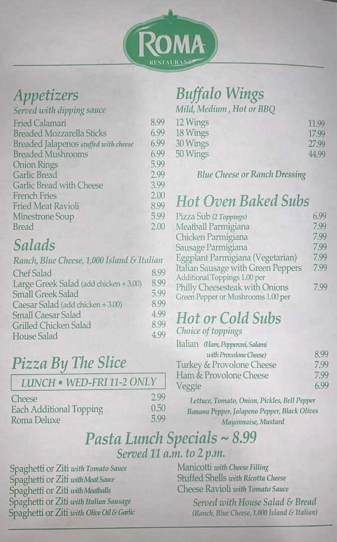 Roma Restaurant Pizza, Pasta, & More