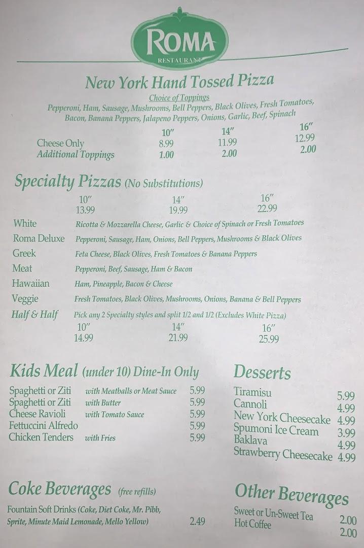 Roma Restaurant Pizza, Pasta, & More