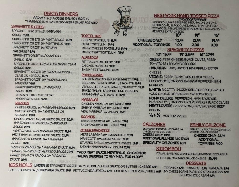 Roma Restaurant Pizza, Pasta, & More Menu image 2