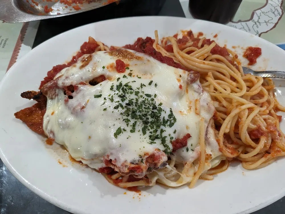 Veal Cutlet Parmigiana with Spaghetti